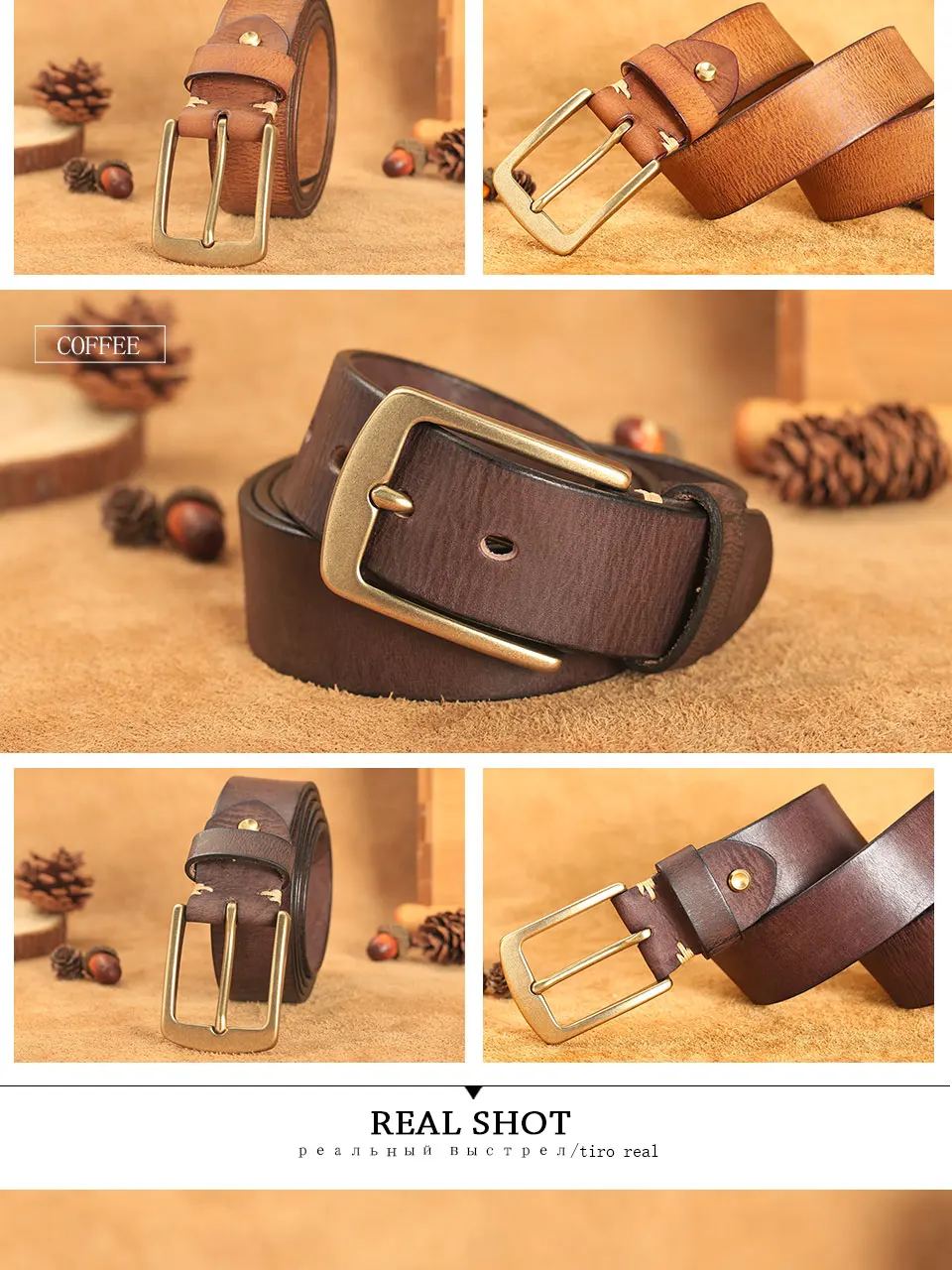 Echtledergürtel für Herren, handgefertigt, Vintage-Kupferschnalle, Herrengürtel, modisch, hochwertiges Rindsleder, Herrenriemen für Jeans – Detail 6