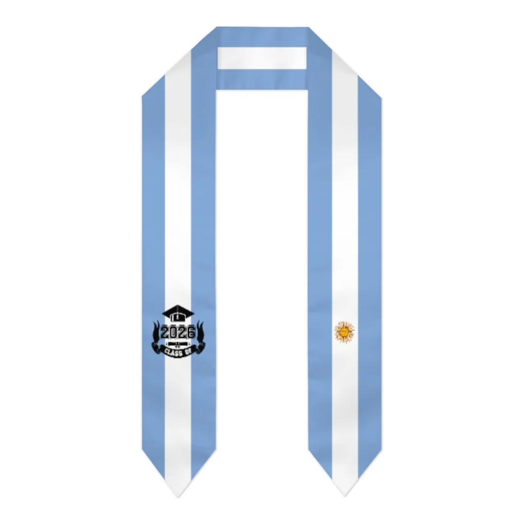 

Шарф-флаг Аргентины для выпускников 2026 года, двусторонний принт, выпускная лента-шаль, для международных программ обучения за рубежом, для взрослых, 183*15 см