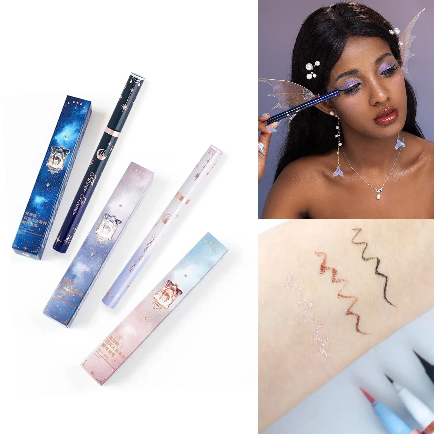 フラワーノウズムーンライトマーメイド防水24時間持続ヴィーガンスマッジプルーフリキッドアイライナー0.5gクルエルティフリーメイクアップバイラル防水