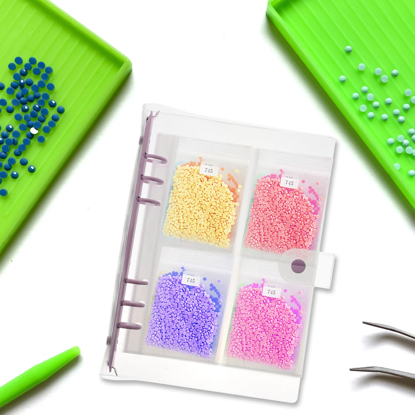 

1Set Diamond Storage Book Premium Portable Bead Organizer for DIY Craft Supplies Rhinestone Sorting Pouch Transparent Label