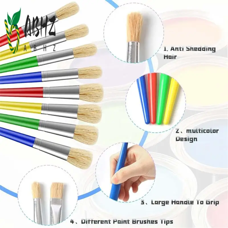 

ABHZ-Детские кисти, набор детских кистей из 17 шт., красочные кисти для рисования для детей ясельного возраста, начинающих, лицо