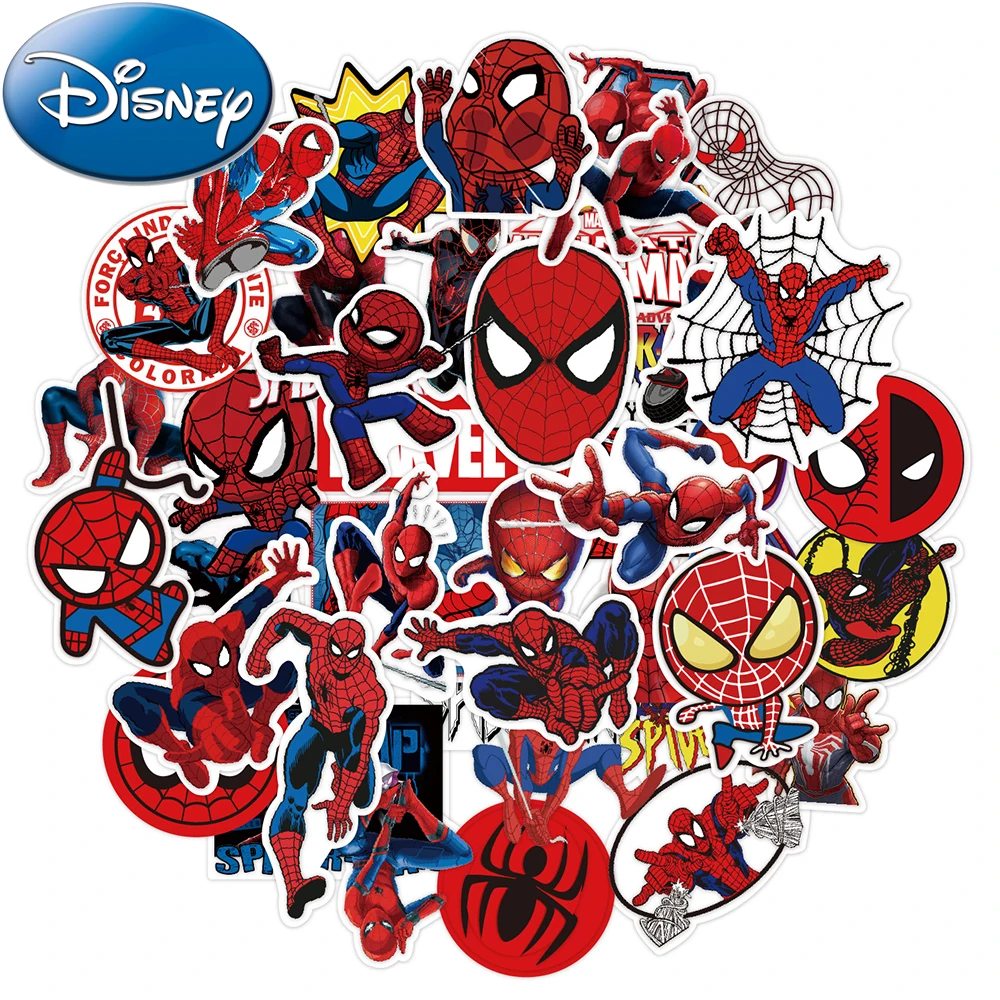 10/30/50pcs Disney Cool Movie Spiderman Cartoon Stickers Toy DIY Notebook Helmet Fridge Waterproof Anime Decals Sticker Kids Toy