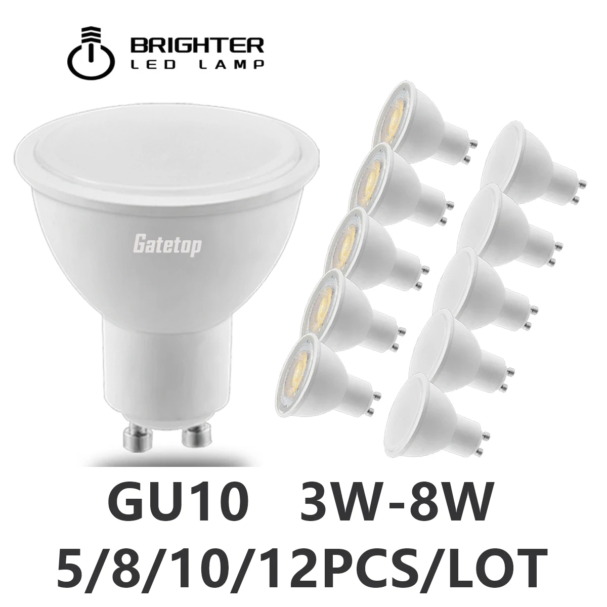 5-12PCS LED spot light GU10 AC220V AC100-240V No flicker Warm white light 3W 5W 6W 7W 8W You can replace the 50W halogen lamp