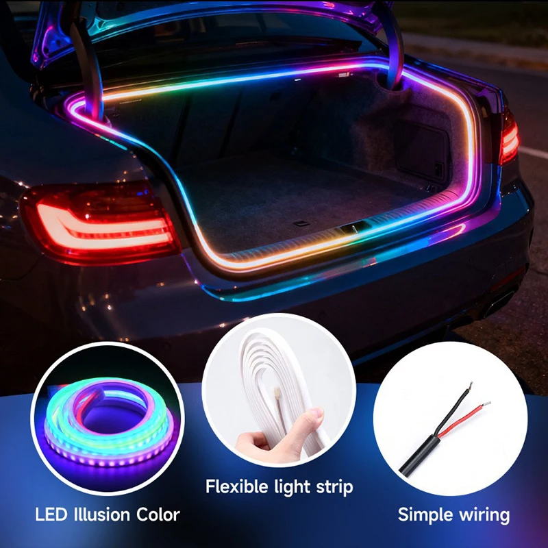 Car Trunk High-brightness LED Atmosphere Light Strip Flexible Interior RGB Colorful Neon Atmosphere APP Control Car Accessories