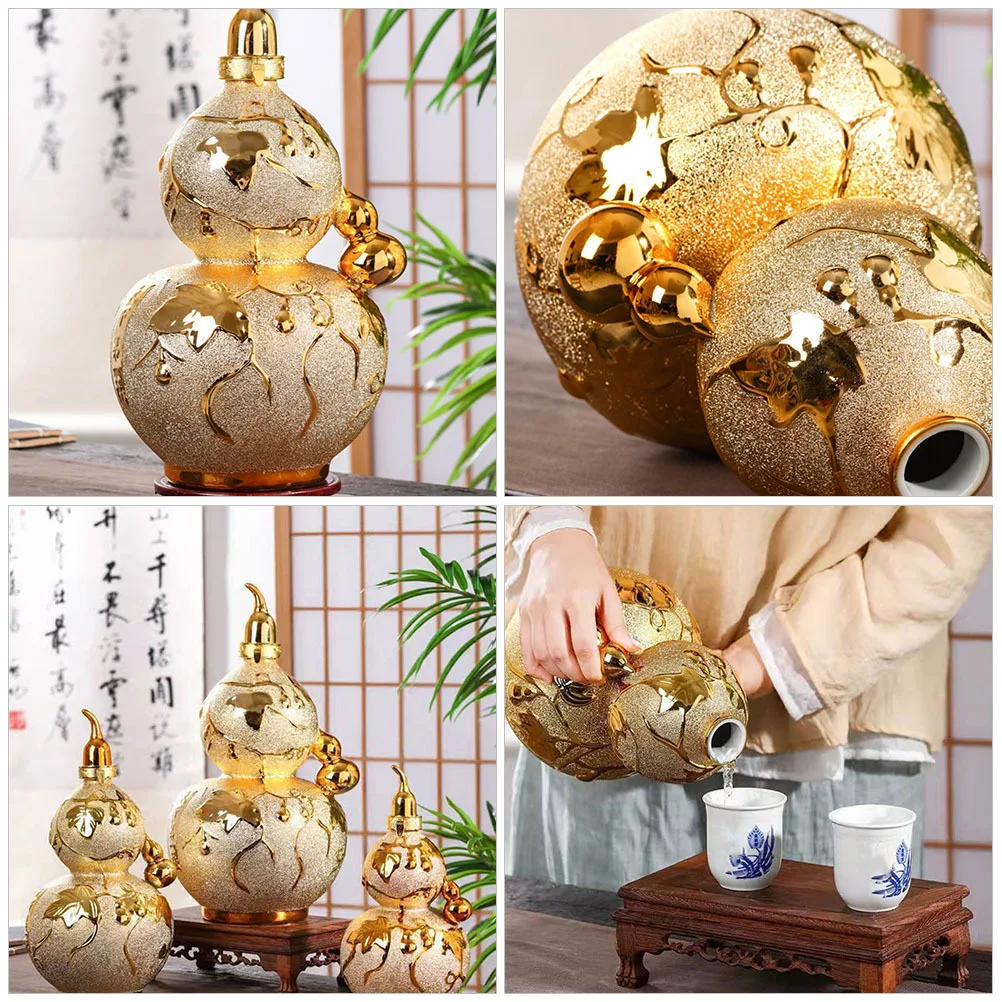 

Ceramic Wine Gourd Jug Large Capacity Wine Container for Household Liquor Storage and Decorative Use Ceramic Drink Container