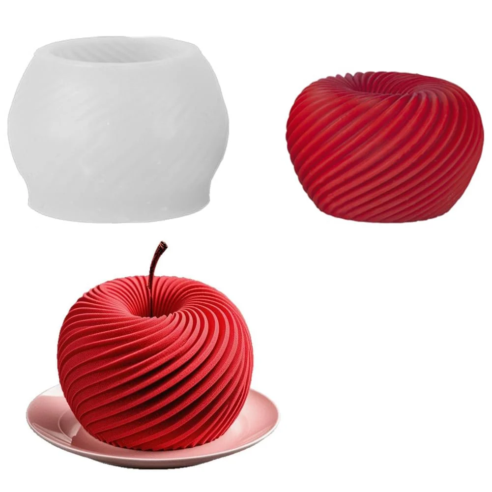 Molde de silicona 3d, moldes de silicona para pastel de Mousse de manzana en espiral, postre, pastel, pastelería, gelatina, pudín, fruta, helado, jabón, herramientas de Makiing
