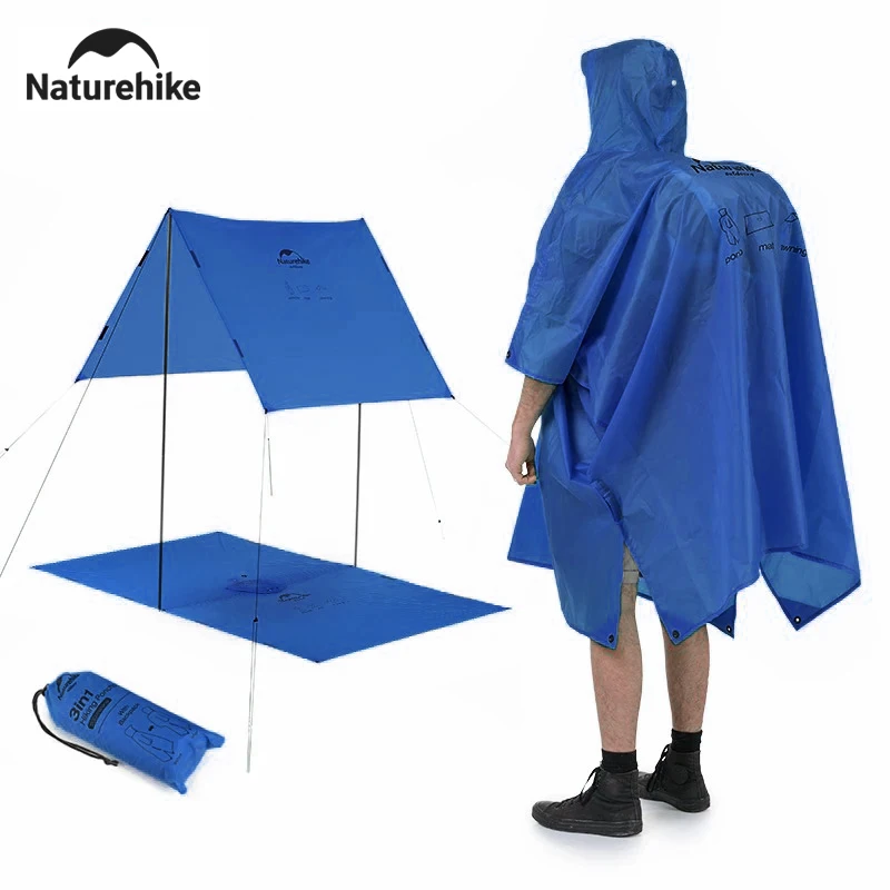 Naturehike Rain Jacket Ultralight Waterproof Windproof Hiking Poncho Multifunction Picnic Mat Sunshade Canopy Outdoor Raincoat