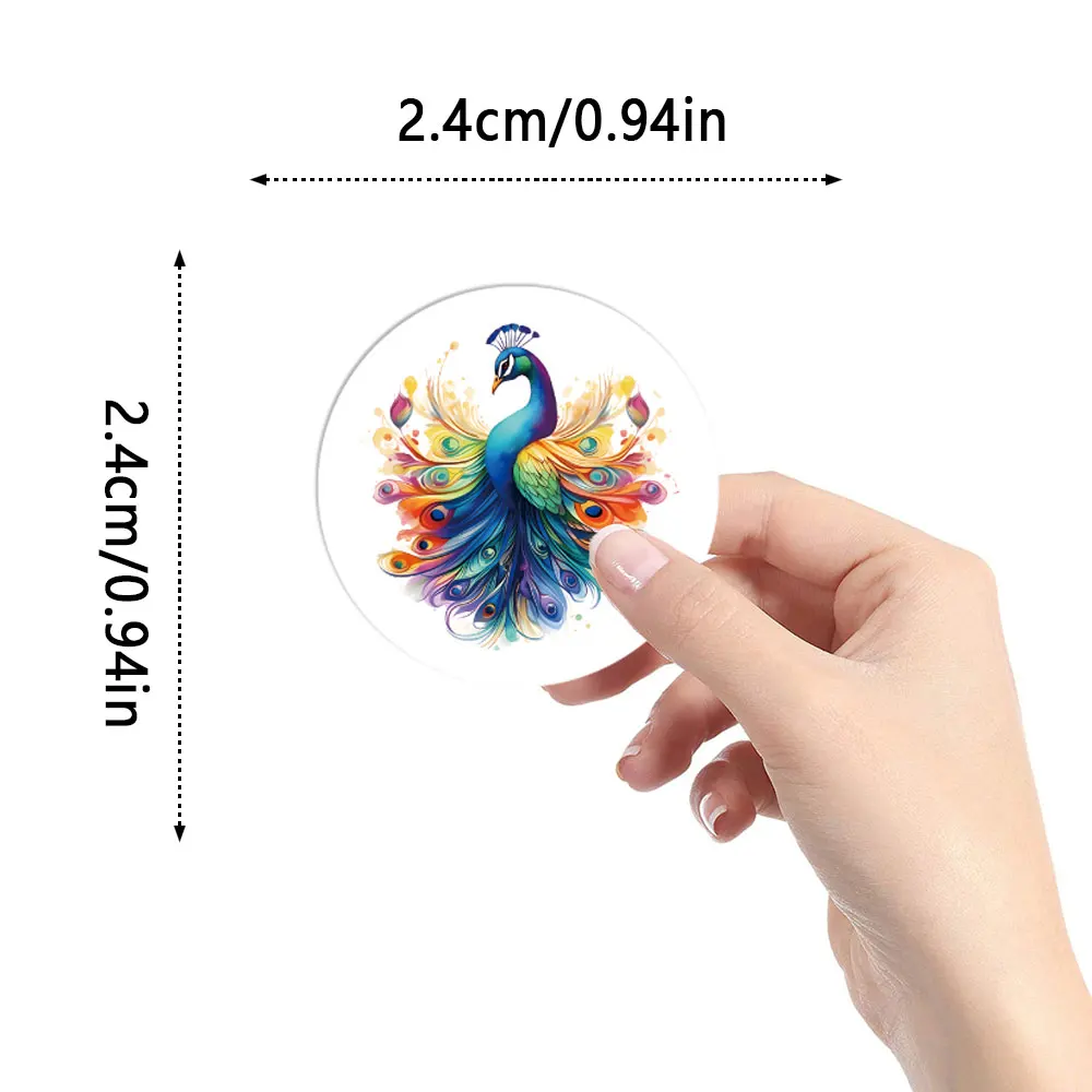 500pcs Peacock Animal Stickers (1 Inch Labels/10 Patterns) For Phone Case Laptop Notebook Suitcase DIY Aesthetic Stickers view 4