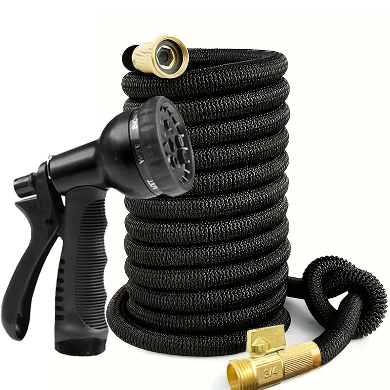 

High-Pressure Car Cleaning Water Gun with Metal Connector Retractable Magic Hose for Garden Farm Irrigation 25ft-100ft