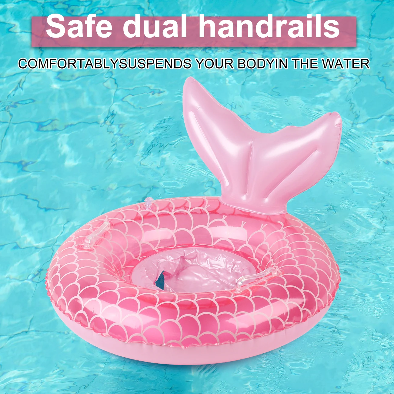 1PC マーメイドスイムフロートリング、スマートスイミングトレーナー、インフレータブルプールフロート、フローティングスイムリング、ビーチサマーエッセンシャル