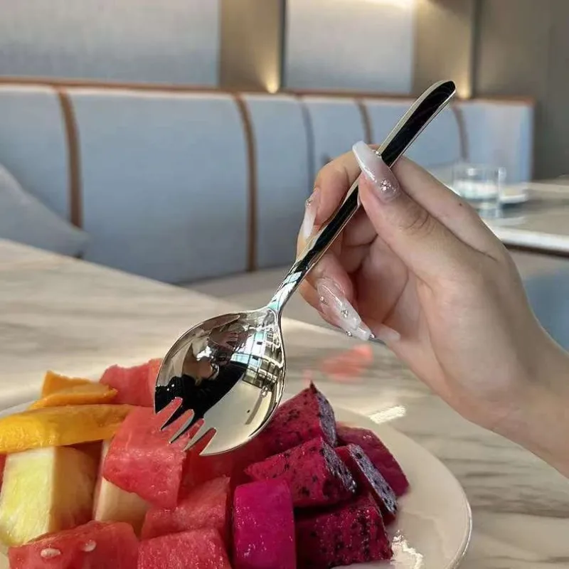 

2pcs Stainless Steel Salad Forks, 304 Stainless Steel Spork,Fork Reusable Fruit Appetizer Dessert Forks for Household Use