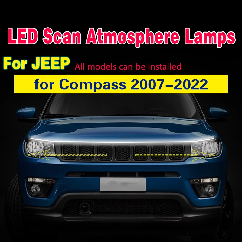 

Для Jeep Compass 2007-2022 1 шт. светодиодные дневные ходовые огни DRL с начальным сканированием декоративная окружающая лампа Водонепроницаемая свети...