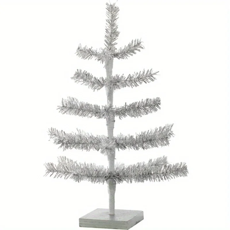 

18'' Silver Christmas Tree Thin Branch Tinsel Tree Tabletop Holiday Decoration