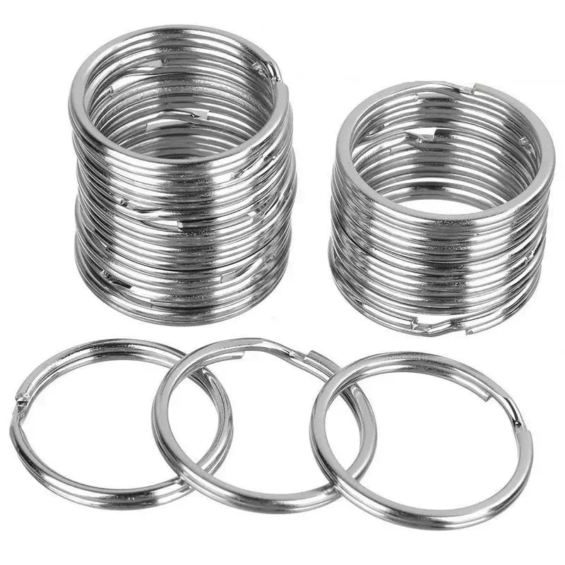 10/24pcs Stainless Steel Key Rings Round Flat Line Split Rings Keyring for Jewelry Making Keychain DIY Arts Crafts Organization