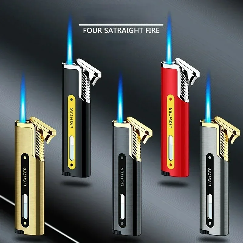 

New Mini High-power Blue Flame Portable Metal Portable Inflatable Butane Gas Metal Windproof Lighter Men's High-end Gift