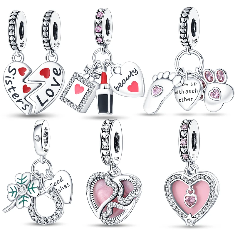 New in 925 Sterling Silver Lipstick Perfume Charms Fit Pan 925 Original Bracelet DIY Beads Women Jewelry Birthday Gift