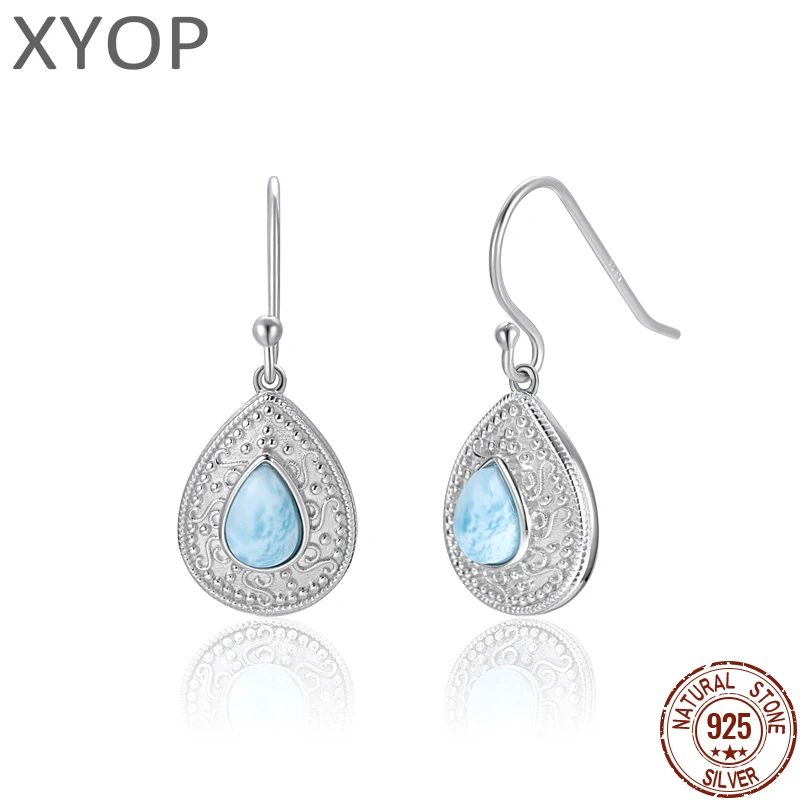 XYOP 2023 Jewelry 925 Sterling Silver Three-Dimensional Larimar Earrings Custom Wholesale Evening Party