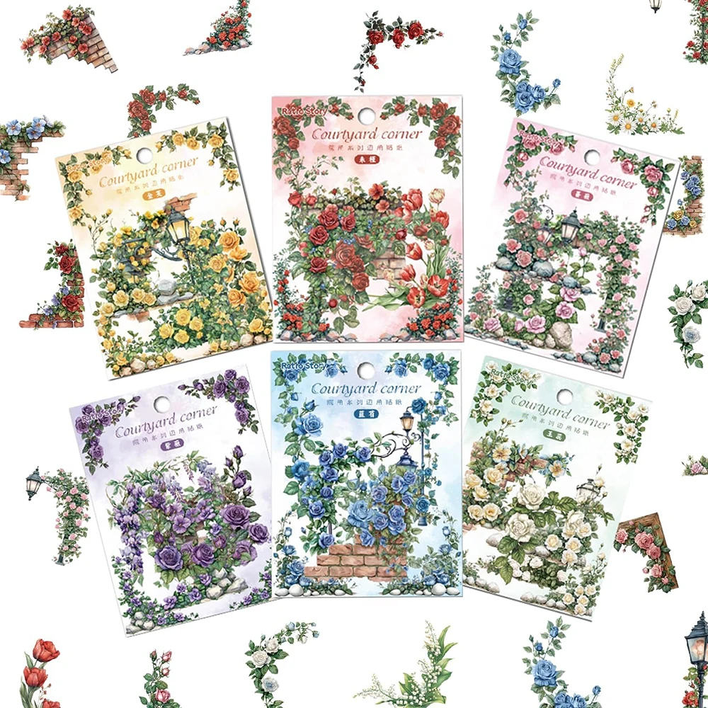 

30PCS Self-Adhesive Corner Flower Stickers for Scrapbooking Vintage Flowers Scrapbook Stickers Floral Sticker Scrapbook Kit