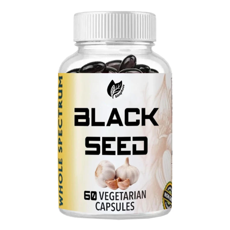 Black Seed and High-efficiency Garlic, Gluten Free, Non GMO,vegan,supports Lung Function and Cardiovascular Health