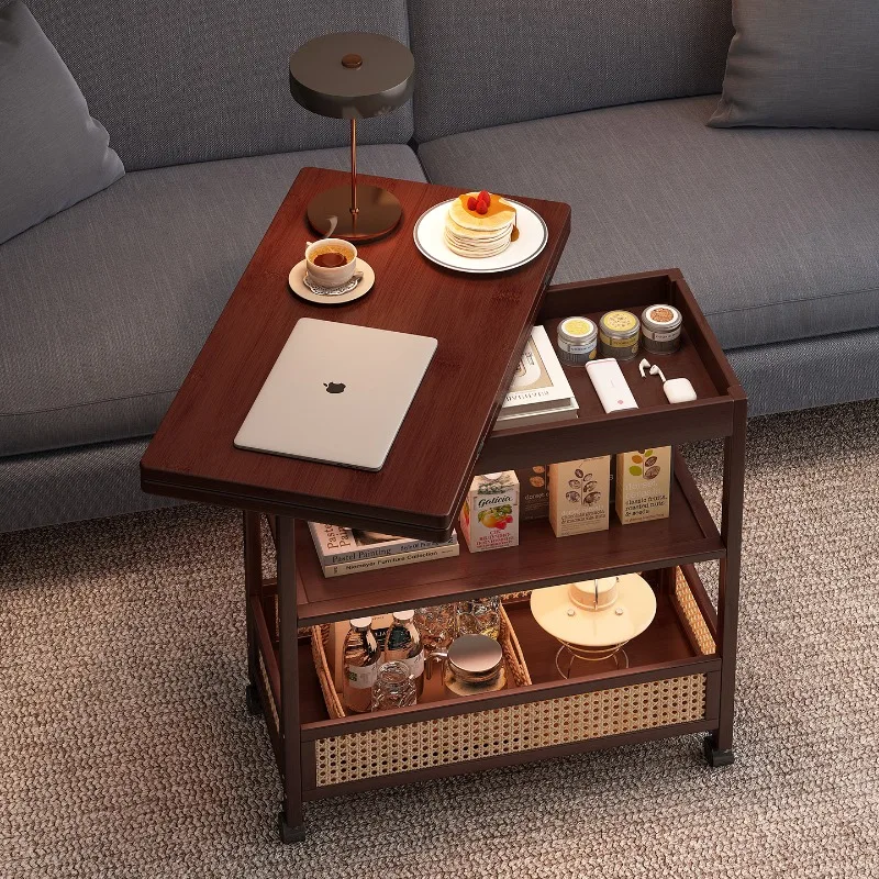 Movable Coffee Table Small Apartment Living Room Sofa Side Balcony Dining Dual Purpose Table Side Table Furniture Mesas