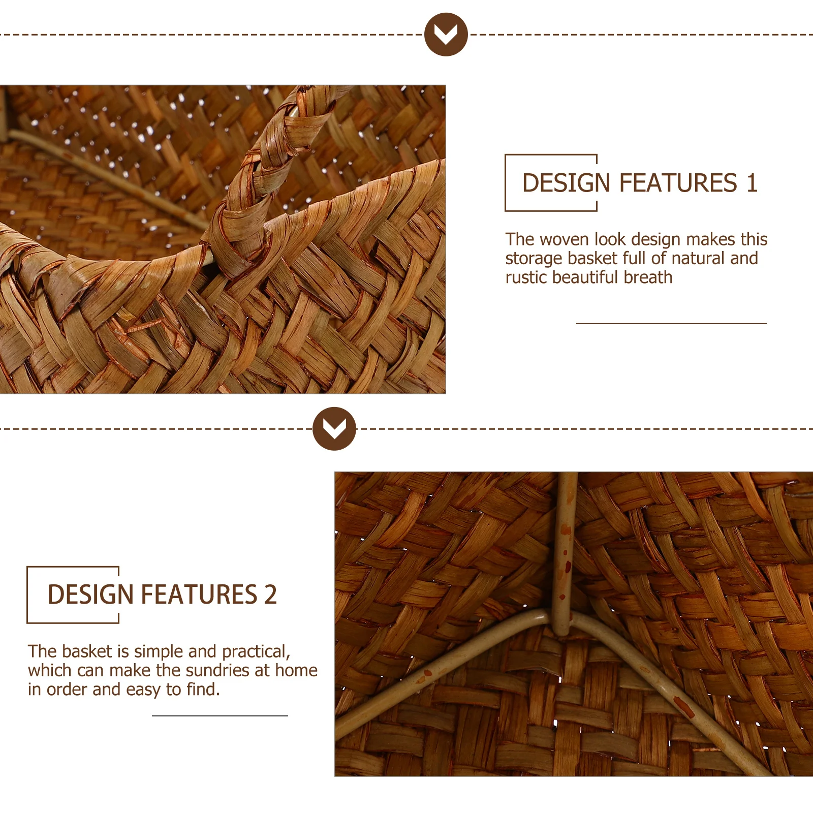 

Woven Snack Basket Handmade Rattan Fruit Storage Organizer for Kitchen Home Desktop Bread Holder Multi-Function Decorative