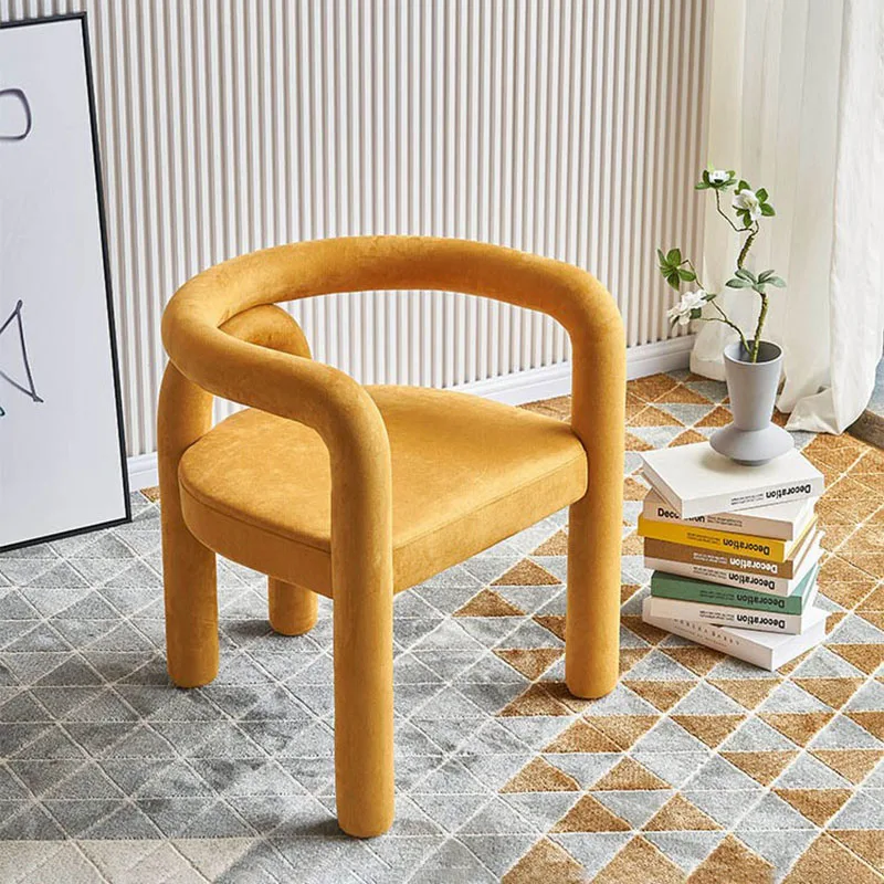 Silla de maquillaje de lujo, mueble nórdico para sala de estar, silla de ocio con respaldo, sofá de Cachemira de cordero, taburete cosmético