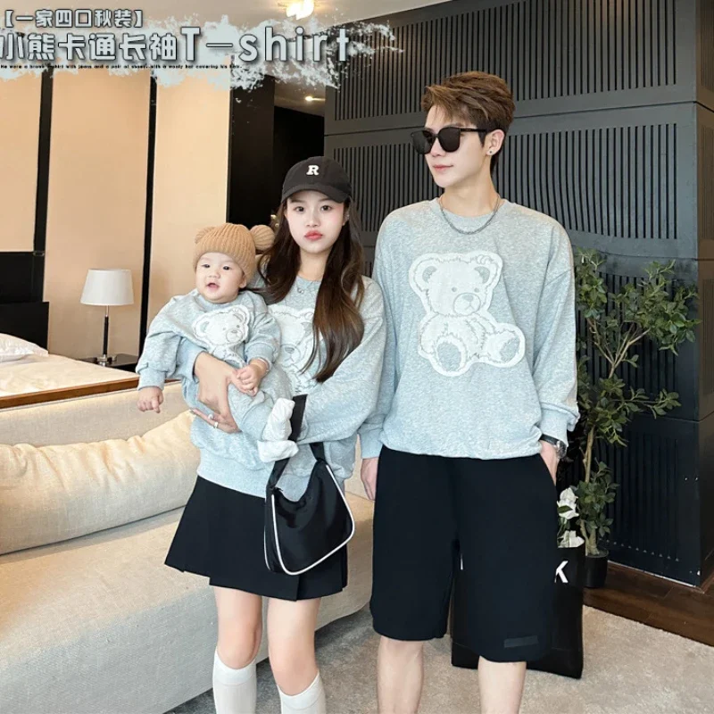 Family Look Dad Mom and Daughter Son Baby Matching Long Sleeve Sweatshirt 2023 Autumn Winter Parent-child Clothes Toddler Romper