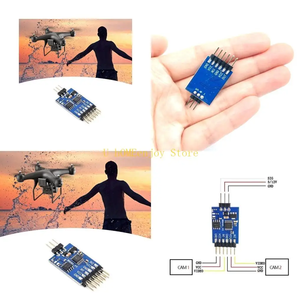 B0KF 3 Channel Video Switcher Module 3 Way Video Switcher Unit for FPV Camera Video Switching Module Electronic Accessories