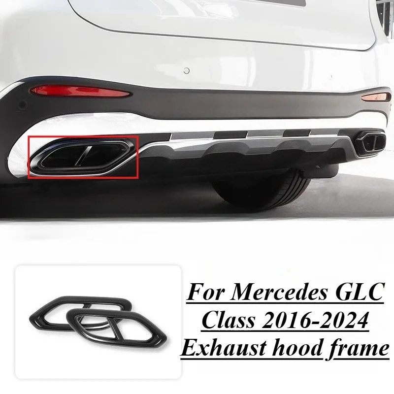 

For Mercedes GLC Class 2016-2024 AMG Style Quad Exhaust Tip Trim Cover Stainless Steel ABS Rear Diffuser Car Styling Accessories