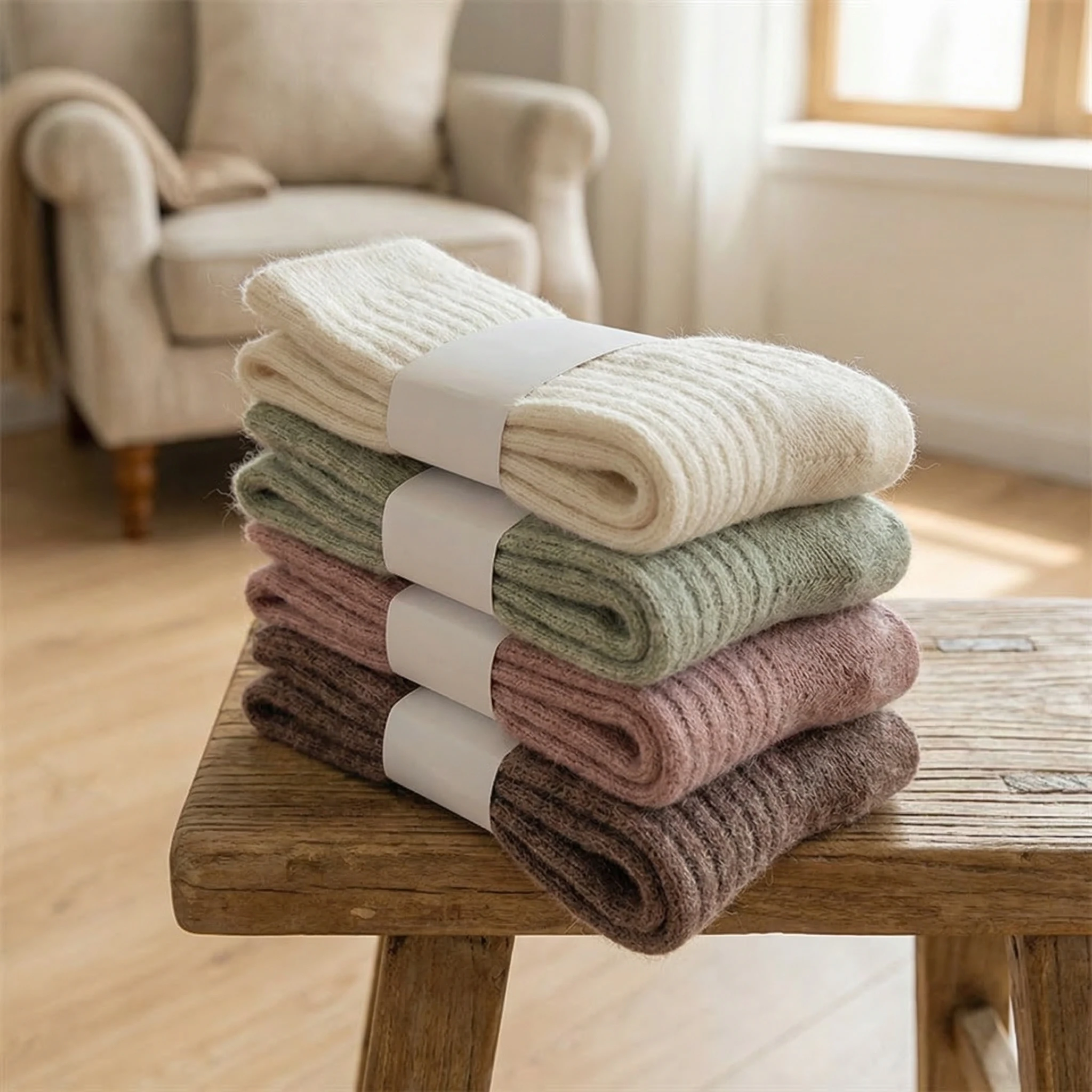 Wool Socks Women's Female Winter Warm Women Socks Super Thicker Solid Sheep Wool Against Cold Snow Thermal Socks Soft