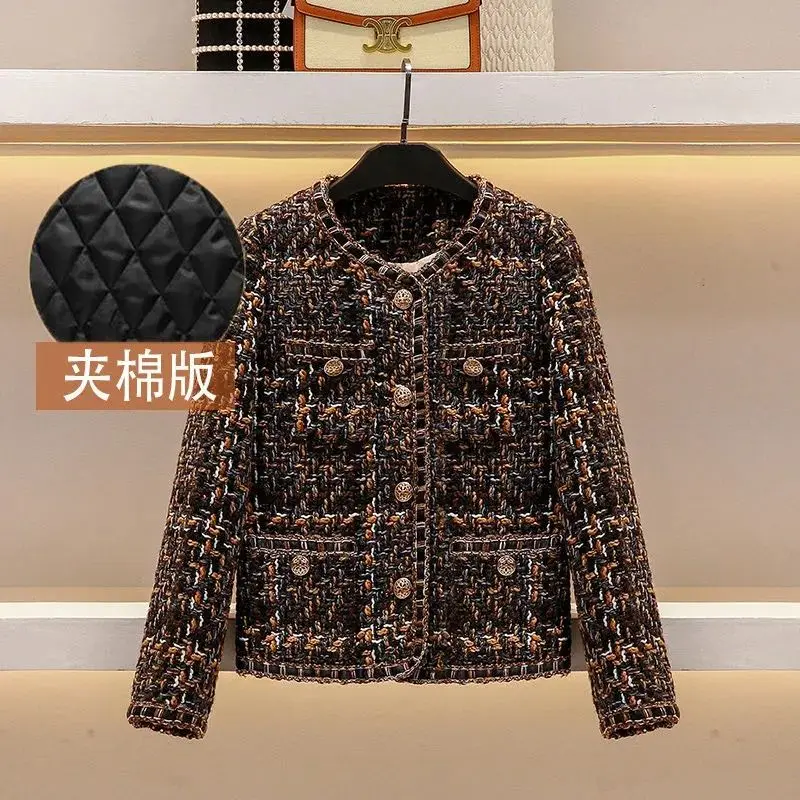 Vintage Tweed Jackets Women\'s Outwear Casaco Autumn Winter New Korean Design Sense Loose Single-Breasted Woolen Jacket Tops