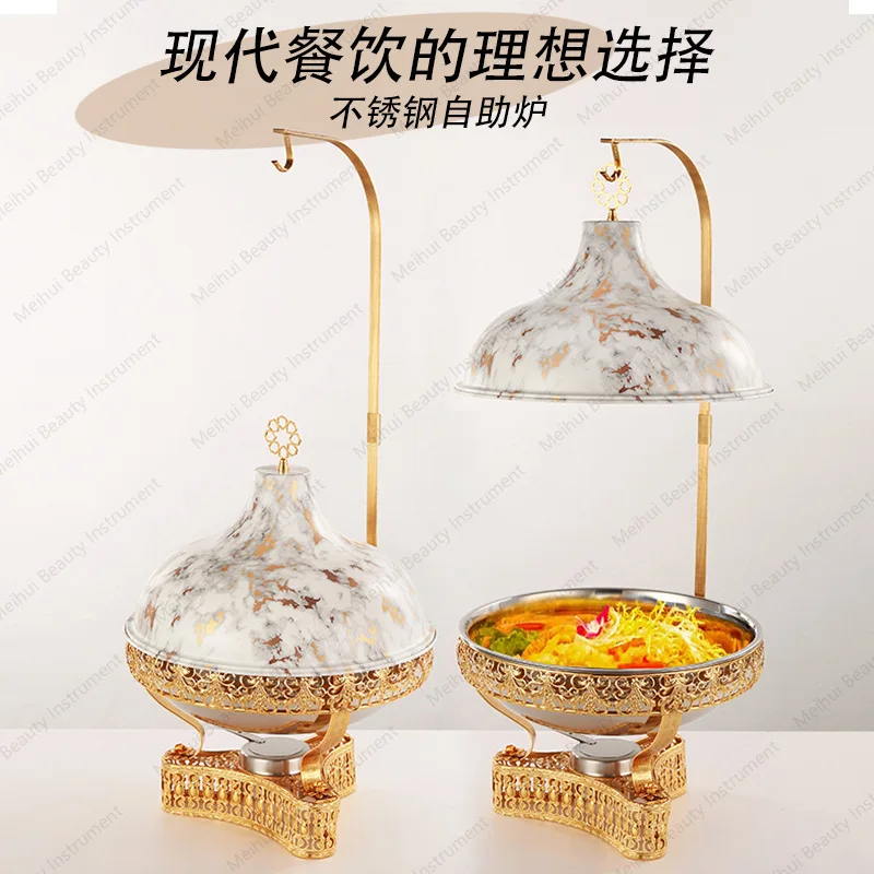 Stainless Steel Buffet Stove European Heating Insulation Hanging Cover Stove Insulation Lunch Stove Food Heating Pot 8L