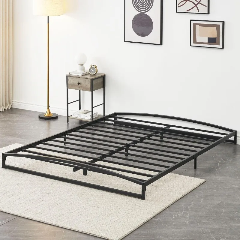 

Low Bed Frame Full Size, 6 Inch Heavy Duty Metal Platform, Mattress Foundation, No Box Spring Needed, Noise-Free, Non-Slip,Black