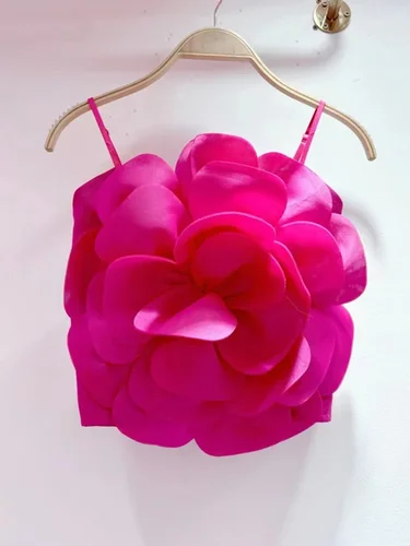Imagen 2 del producto 2026 3D Floral empalmado diseñador Sling Tops Color sólido espalda descubierta ajustado chaleco Sexy moda novedad de verano Ropa