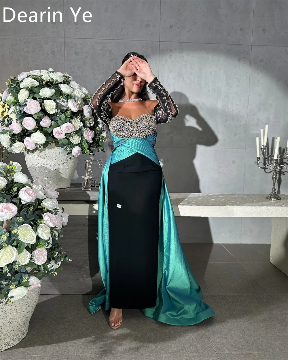 Customized Saudi Arabia Dearin Sweetheart Column Floor Length Evening Dress Prom Formal Gown