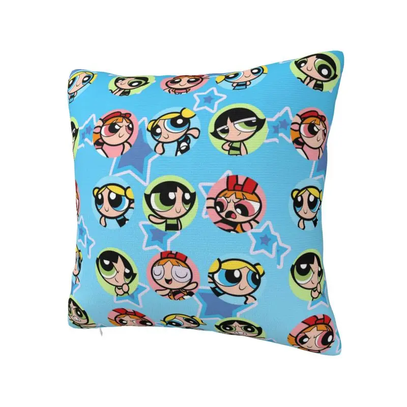 Custom The P-Powerpuffs Girls Cushion Cover Home Decor Printing Throw Pillow Case for Car Two Side