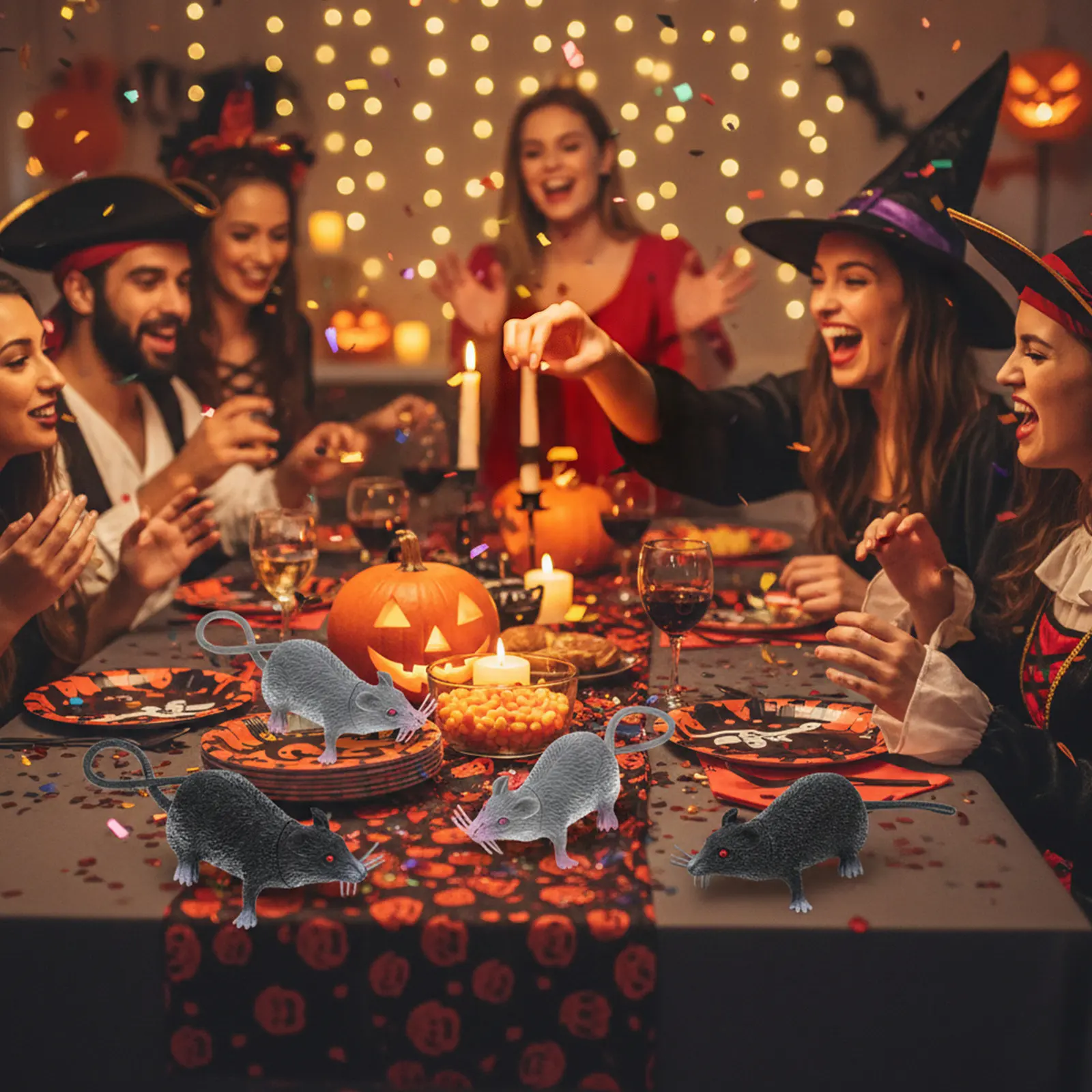 10個入りリアルな偽ネズミのいたずら飾り-ハロウィン怖いリアルなマウスシミュレーション-プラスチック製ネズミの小道具-お化け屋敷パーティー用