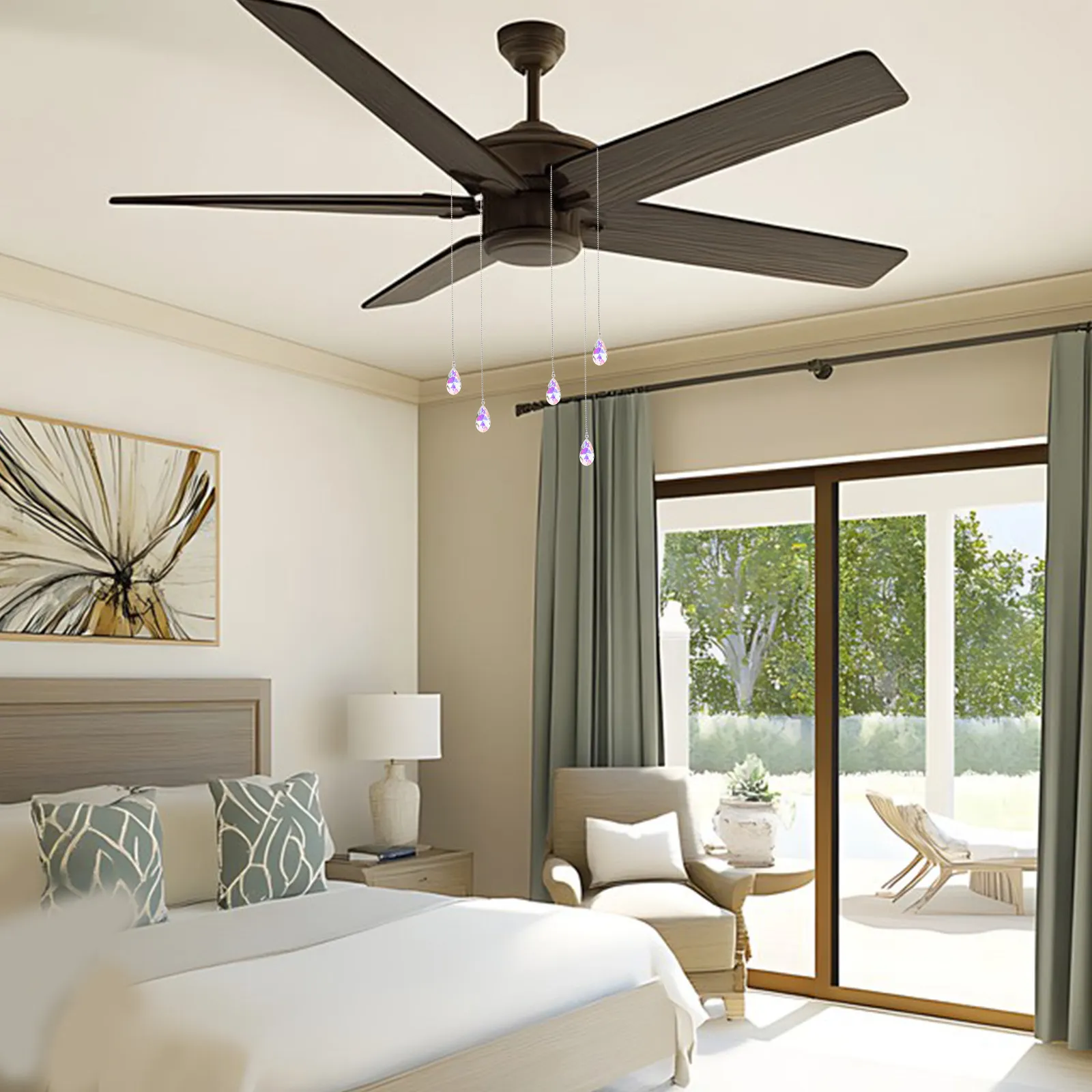 

Набор из 5 хрустальных цепочек для вентилятора, подвеска-удлинитель в европейском стиле, регулируемая цепочка для потолочного вентилятора, для дома и ванной комнаты