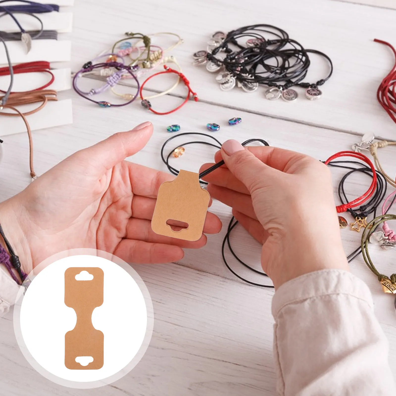 

100Pcs Blank Foldable Jewelry Display Cards Elegant Design Necklace Bracelet Tags Packaging Necklace Display Hanging Cards