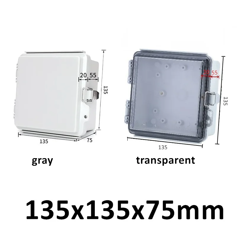 IP67 waterdichte ABS-aansluitdoos grijs transparant deksel buiten elektrische behuizing scharnierende behuizing voor elektronische instrumenten