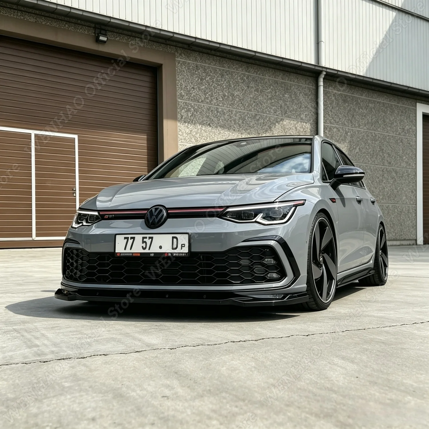 3-teiliger ABS-Kunststoff Frontspoiler in glänzendem Schwarz für VW Golf MK8 GTI R-Line 2020 - 2024, Frontlippe, Kinnverkleidung, Bodykit, Tuning – Detail 2