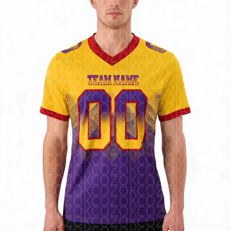 

Yellow Customized Color Football Jersey for Men Football Short Sleeves Athletic Tee Shirts
