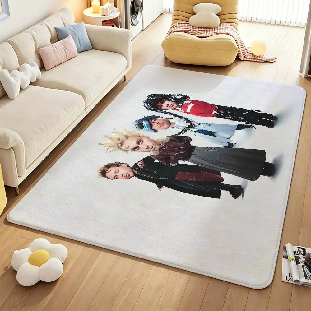 S-5SOS Band 5 S-Seconds of Summer Short Plush Rug Carpet mat Machine Washable Soft Comfortable Anti‑Slip Floor Mat Home Decor