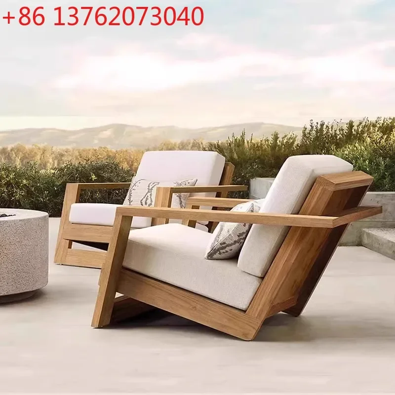 

Teak sofa waterproof sunscreen creative courtyard teak sofa waterproof outdoor single sofa