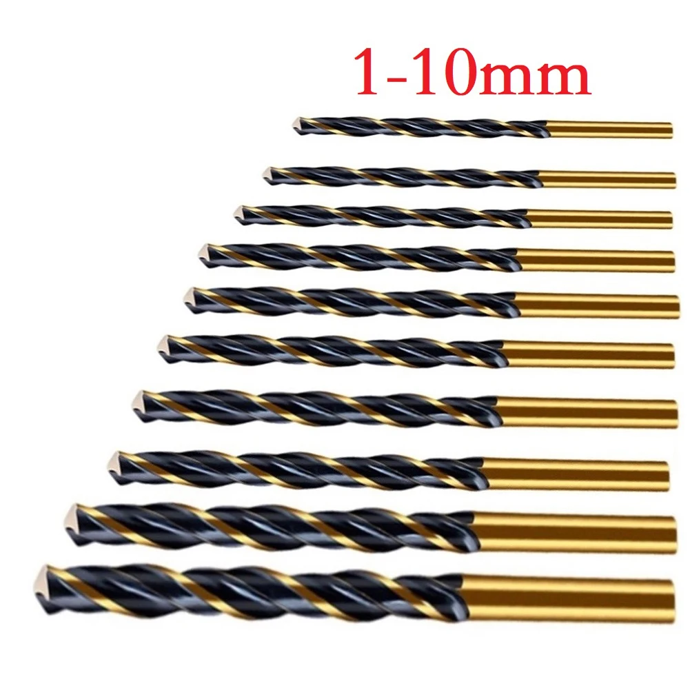 10pcs 1-10mm HSS Straight Handle Cobalt Drill Bit Straight Shank For Metal Wood Hole Cutter Drilling Power Tools Accessories