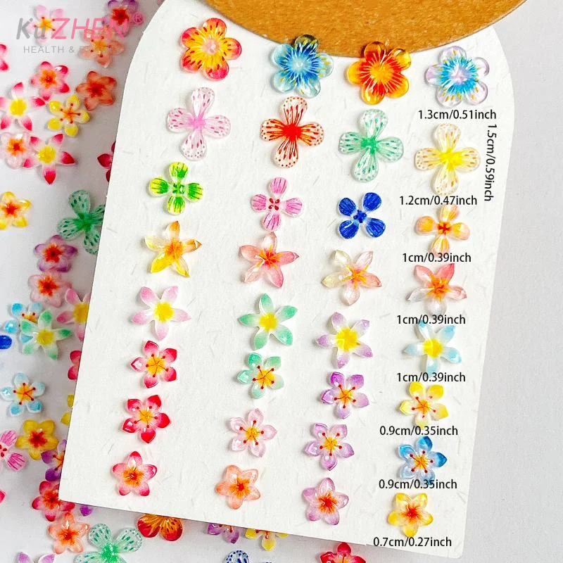 50Pcs Random Mix Shapes Resin Lily Nail Charms Jewelry 3D Bow Flower Nail Art Decorations Parts Manicure Supplies Accessories