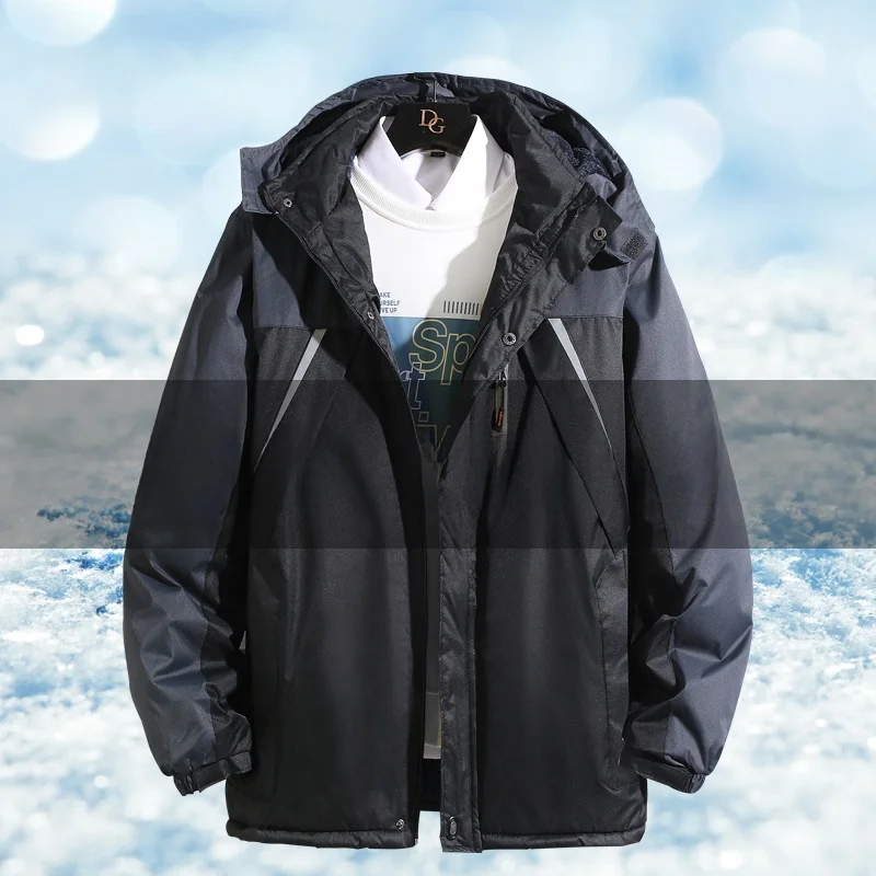 

Autumn Winter Thiened Fce Lined Work Cotton Jaet Men's Outdoor Cold Resistant Warmth Cotton Coat Casual Loose Fit Big ...