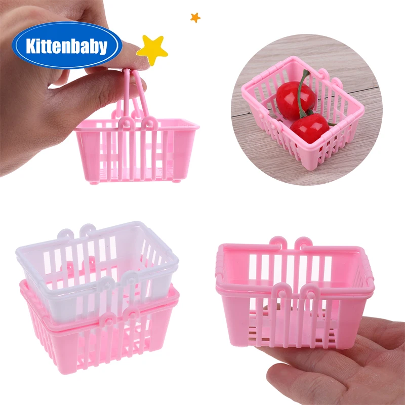 ตะกร้าช้อปปิ้งจิ๋วสำหรับบ้านตุ๊กตา ของเล่นเสริมสร้างจินตนาการ เฟอร์นิเจอร์