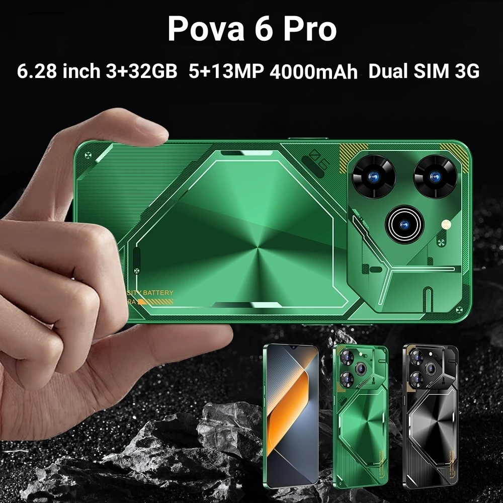 FUFFI-Pova 6 Pro,Smartphone,Android,6.28inch,3+32GB ROM,Mobile phone,4000mah,5+13MP Camera,Google Play Store,Dual SIM,Cellphones