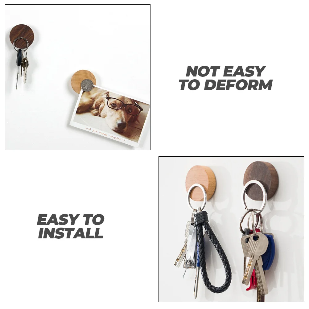 1 قطعة ملصق الثلاجة المغناطيسي الكاكي الخشب الصلب Traceless مفتاح شماعات مغناطيس قوي تخزين الثلاجة هوك ديكور المنزل العملي #2